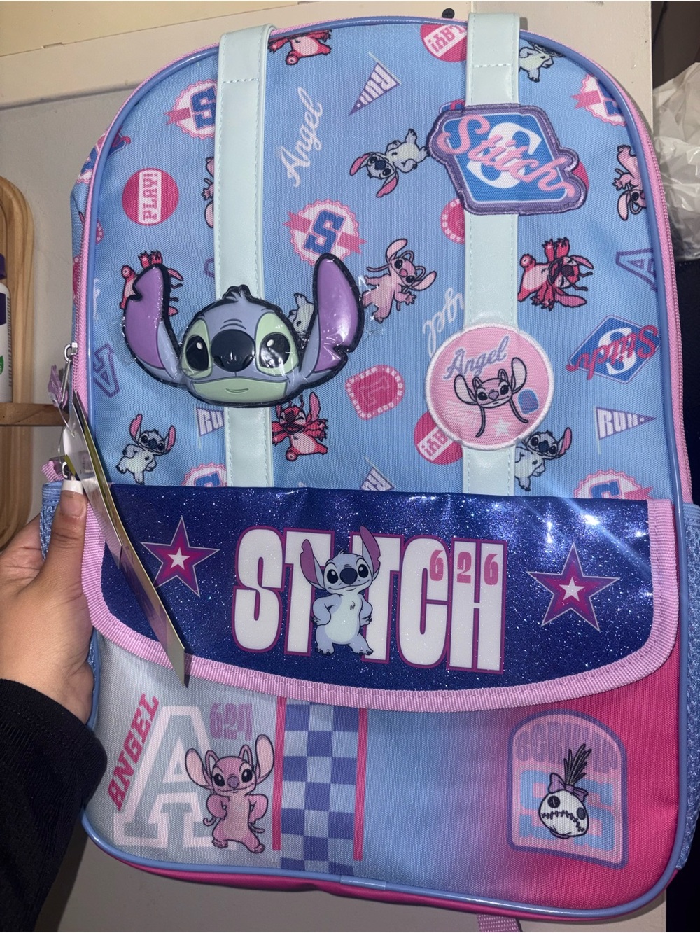 Disney Stitch Kids Backpack - Light Blue, Pink, Purple